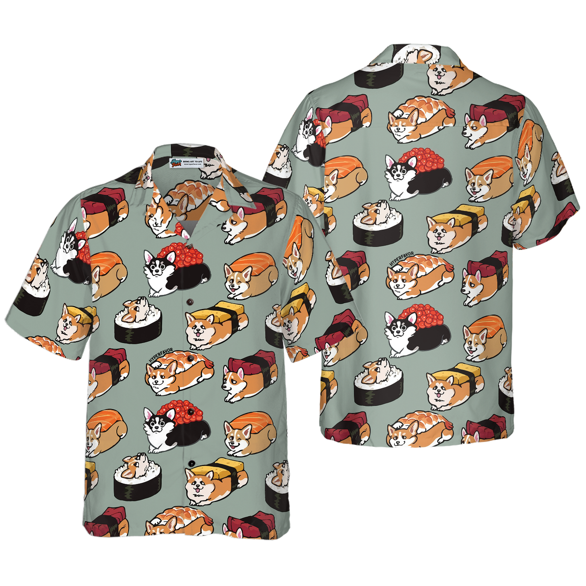 Corgi Hawaiian Shirt, Sushi Corgi Aloha Shirt For Men - Perfect Gift For Corgi Lovers, Husband, Boyfriend, Friend, Family