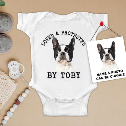 Custom Boston Terrier Baby Onesies, Loved & Protected By Custom Dog Baby Onesies, Personalized Onesies, Newborn Onesies - Perfect Gift For Baby, Baby Gift Onesie