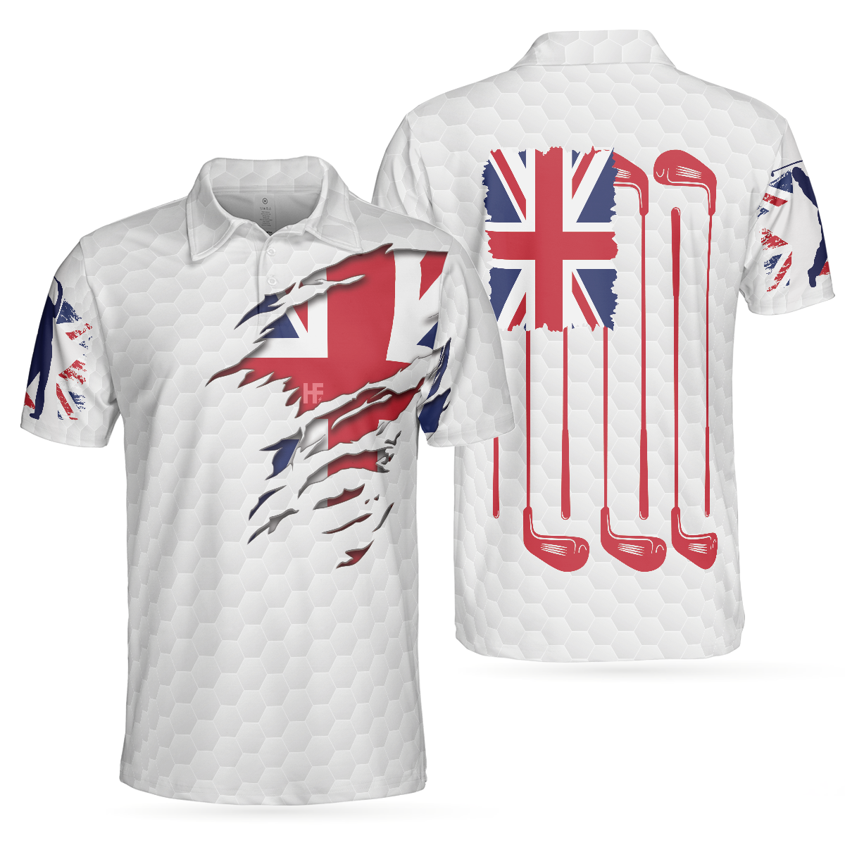 Men Golf Polo Shirt - Golf Club United Kingdom Flag Men Polo Shirt, Great Britain Union Jack Men Polo Shirt - Perfect Polo Shirt For Men, Golfers