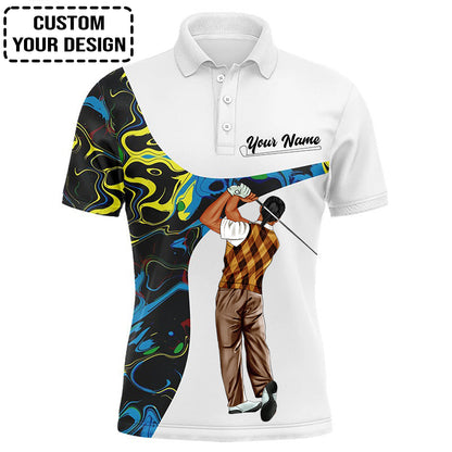 Golf Custom Polo Shirt, Camo White Golf Personalized Golf Polo Shirt