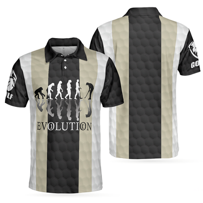 Elegant Men Golfer Evolution Golf Men's Long Sleeve Polo Shirt, Unique Golf Shirt For Men, Long Sleeve Polo Shirt Gift For Men , Best Gift For Men Golfers