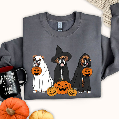 Ghost And Witch Boxer Sweatshirt, Ghost Boxer Shirt, Witch Boxer Shirt, Boxer Halloween Sweatshirt