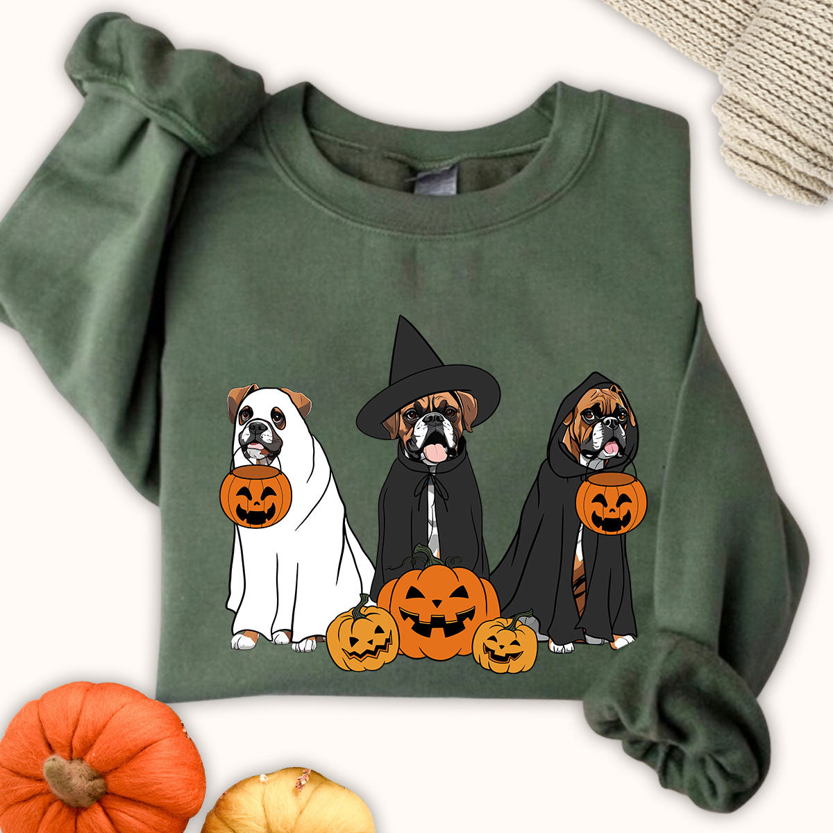 Ghost And Witch Boxer Sweatshirt, Ghost Boxer Shirt, Witch Boxer Shirt, Boxer Halloween Sweatshirt
