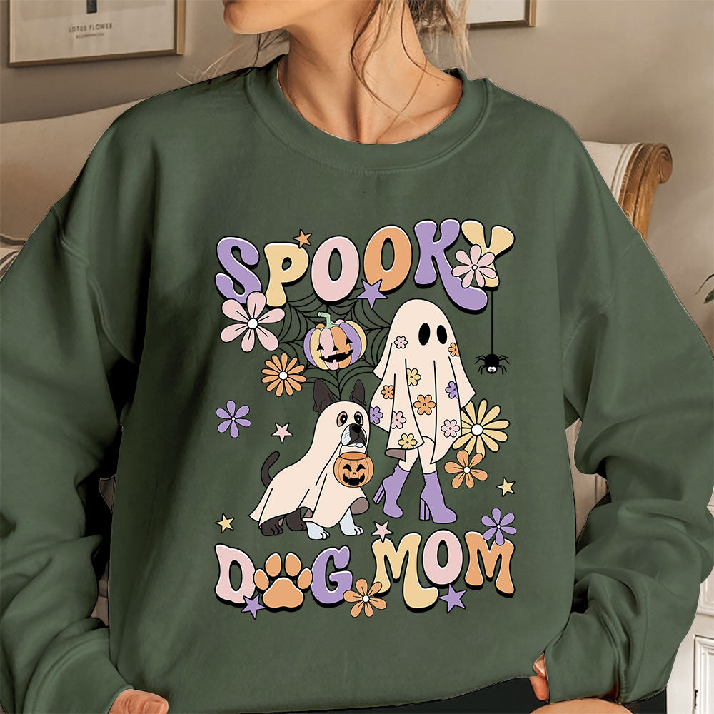 Boston Terrier Sweatshirt, Spooky Dog Mom Boston Terrier Shirt, Boston Terrier Halloween Sweatshirt