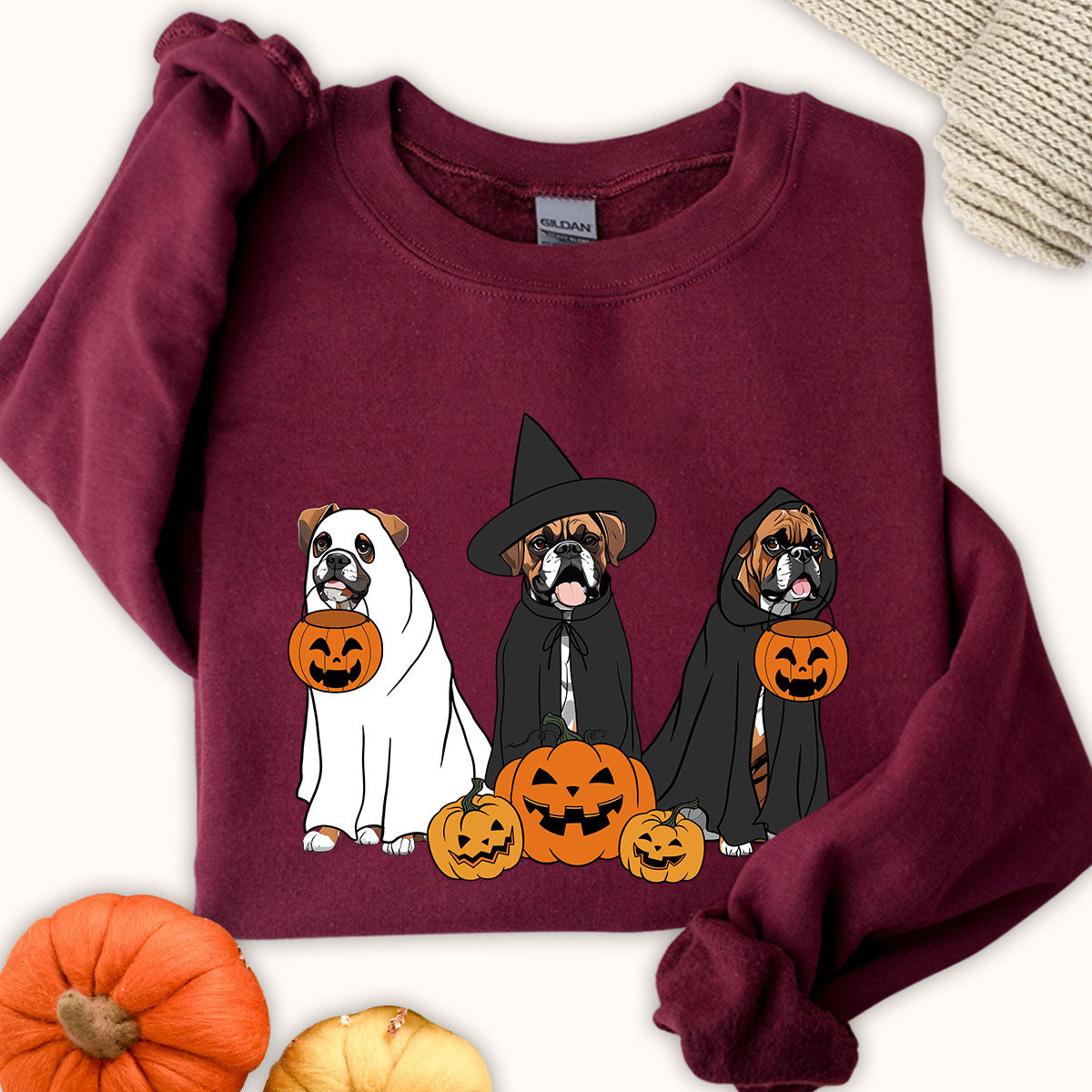 Ghost And Witch Boxer Sweatshirt, Ghost Boxer Shirt, Witch Boxer Shirt, Boxer Halloween Sweatshirt