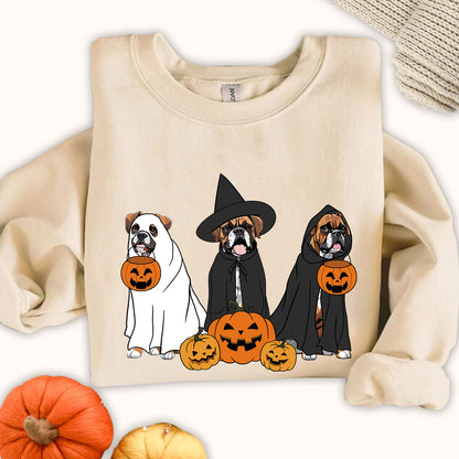 Ghost And Witch Boxer Sweatshirt, Ghost Boxer Shirt, Witch Boxer Shirt, Boxer Halloween Sweatshirt