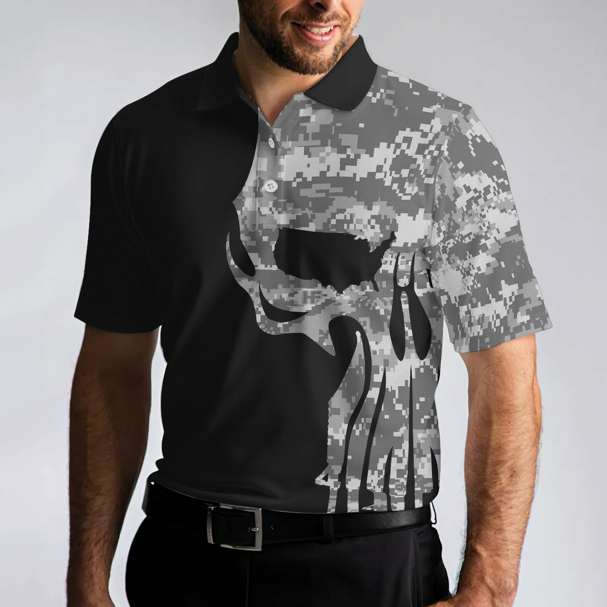 Men Polo Shirt - US Veteran Men Polo Shirt, I Am An US Veteran, Skull Camo Shirt For Retired Veterans, Best Veteran Day Polo Shirt For Men