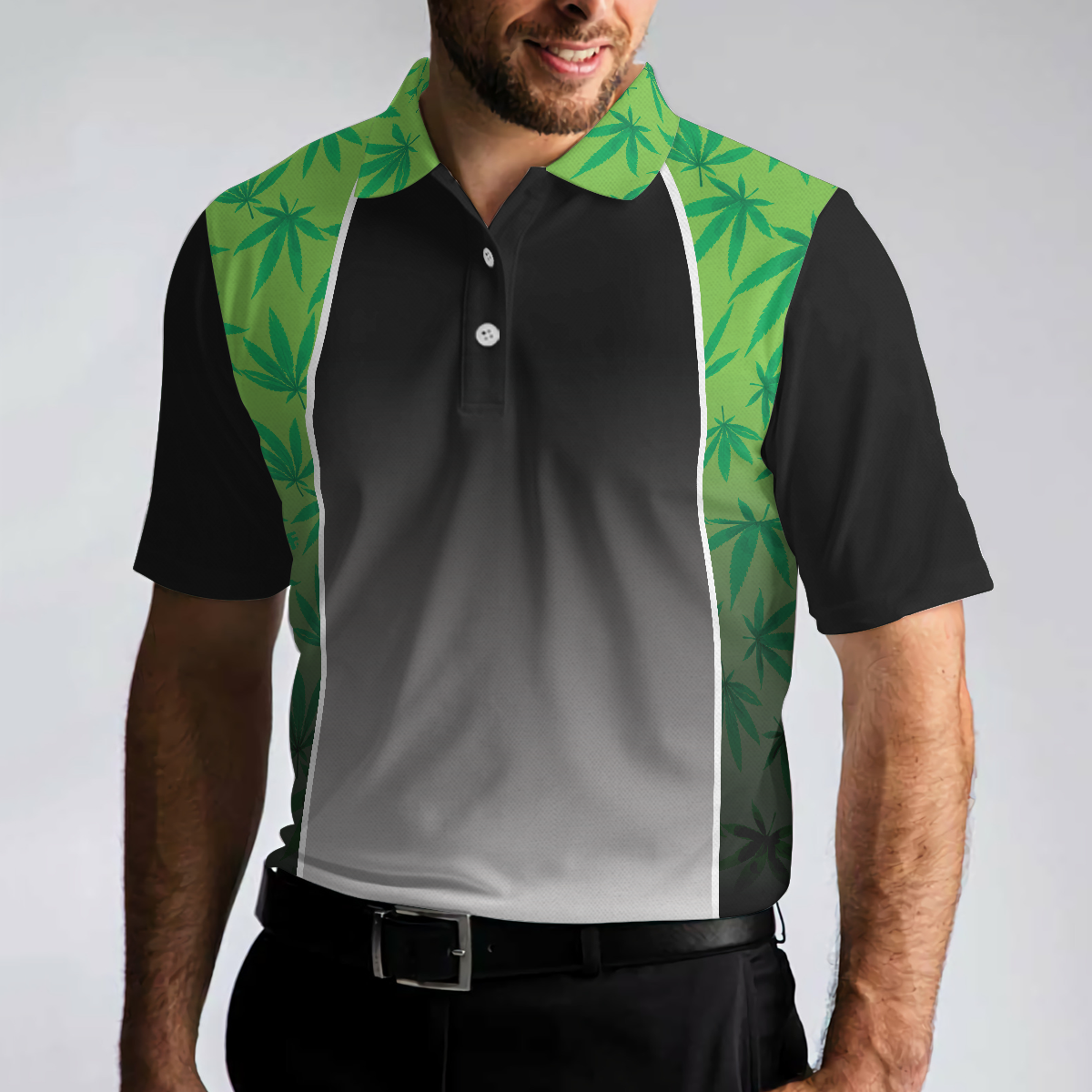 Men Polo Shirt - High Maintenance Weed Men Polo Shirt, Green Weed Polo Shirt, Black Tie Dye Weed Pattern Polo Shirt For Men