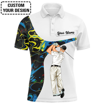 Golf Custom Polo Shirt, Camo White Golf Personalized Golf Polo Shirt