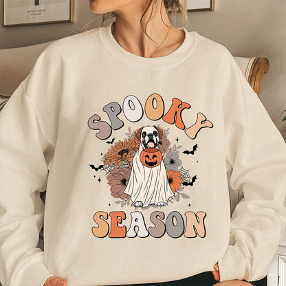 Boxer Spooky Season Sweatshirt, Ghost Boxer Shirt, Boxer Halloween Sweatshirt, Spooky Season Dog Shirt, Halloween Dog Shirt