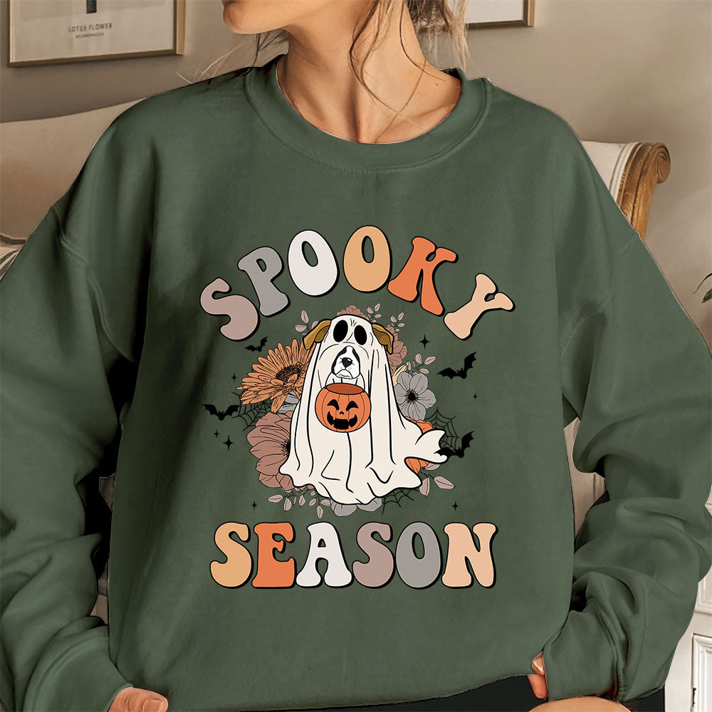 Boxer Sweatshirt, Spooky Season Boxer Sweatshirt, Ghost Boxer Shirt, Boxer Halloween Sweatshirt
