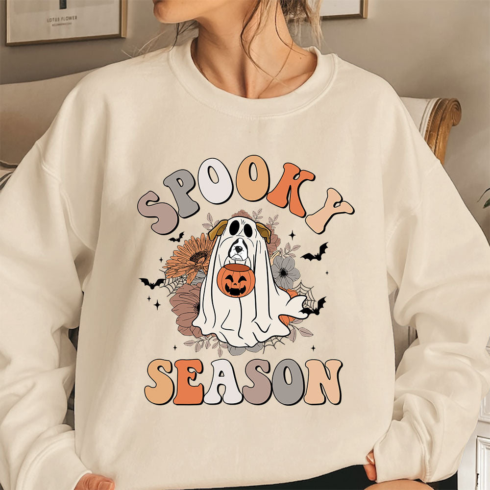 Boxer Sweatshirt, Spooky Season Boxer Sweatshirt, Ghost Boxer Shirt, Boxer Halloween Sweatshirt