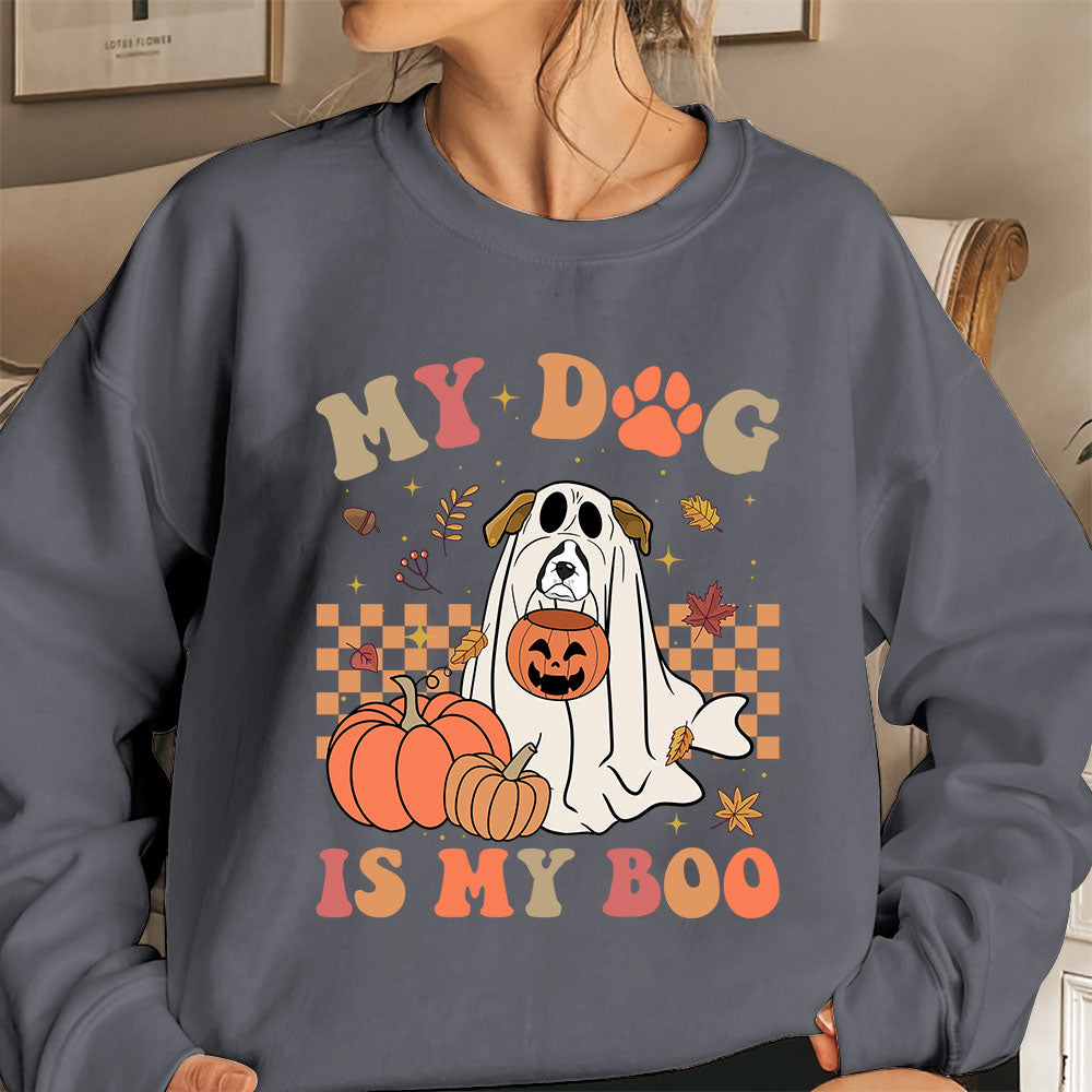 Boxer Sweatshirt, My Dog Is My Boo boxer Sweatshirt, Ghost Boxer Shirt, Boxer Halloween Sweatshirt