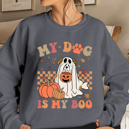 Boxer Sweatshirt, My Dog Is My Boo boxer Sweatshirt, Ghost Boxer Shirt, Boxer Halloween Sweatshirt