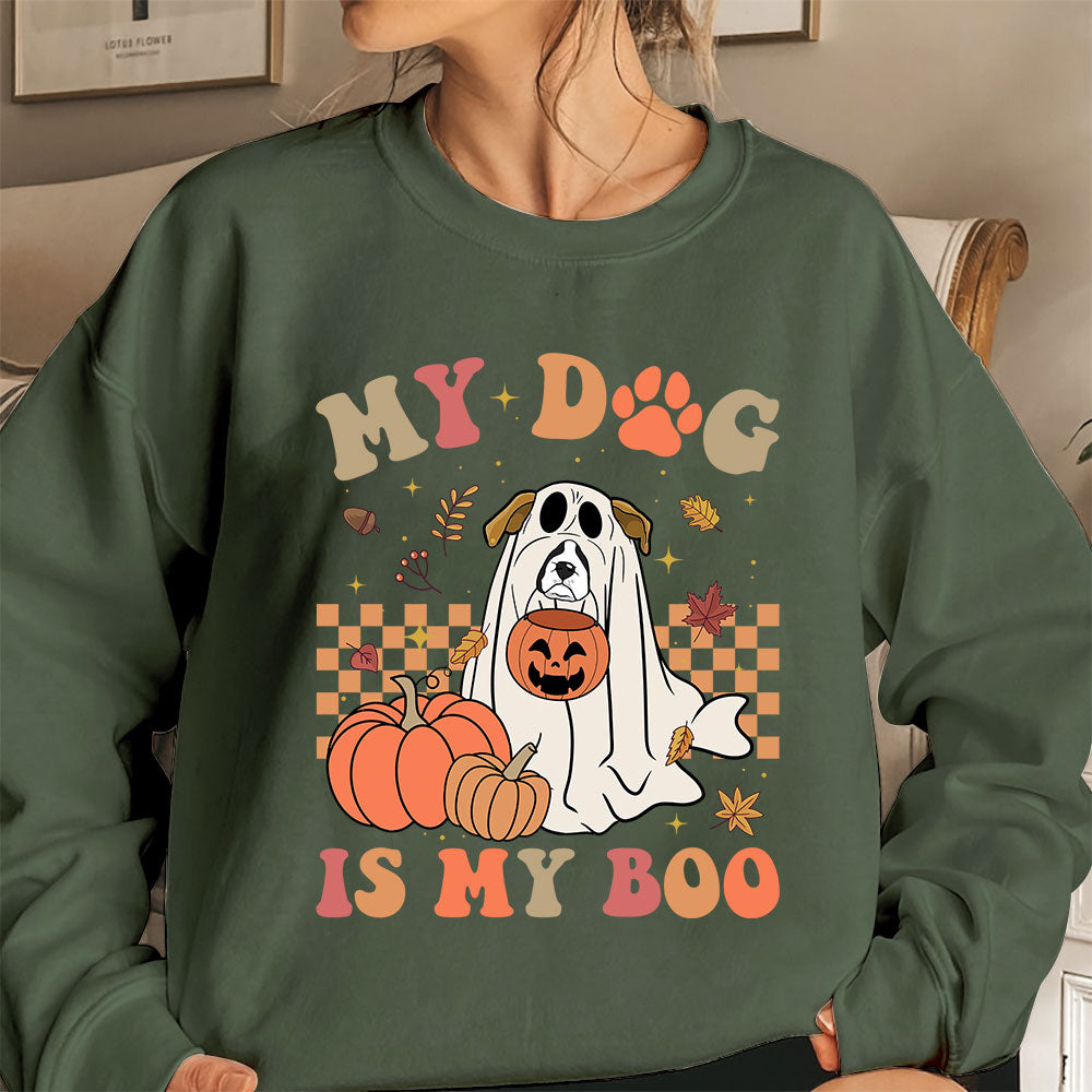 Boxer Sweatshirt, My Dog Is My Boo boxer Sweatshirt, Ghost Boxer Shirt, Boxer Halloween Sweatshirt