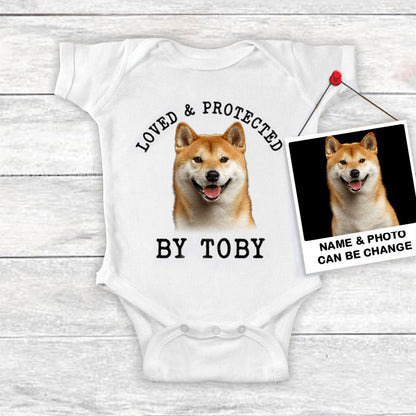 Custom Shiba Inu Baby Onesies, Loved & Protected By Custom Dog Newborn Onesies, Personalized Onesies - Perfect Gift For Baby, Baby Gift Onesie