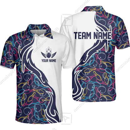 Bowling Custom Women Polo Shirt - Custom Name Bowling Personalized Bowling Polo Shirt - Gift For Friend, Family, Bowling Lovers