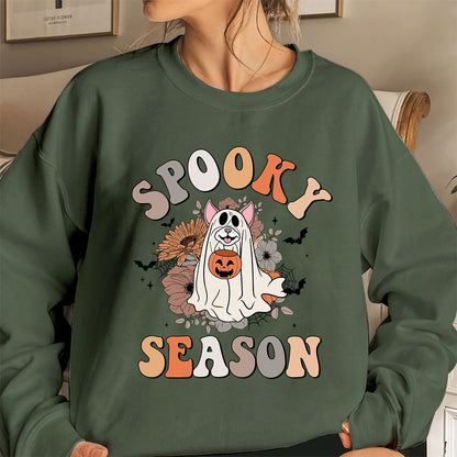 Boston Terrier Sweatshirt, Spooky Season Boston Terrier Pumskin Shirt, Boston Terrier Halloween Sweatshirt