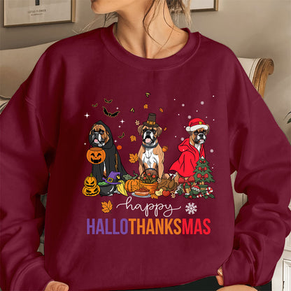 Boxer Sweatshirt, Happy hallothanksmas Boxer Sweatshirt, Witch Boxer Shirt, Boxer Halloween Sweatshirt