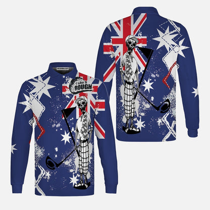 Golf Sweatshirt, Argyle Pattern Skeleton Golfing, Golf I Like It Rough Australian Flag Sweatshirt For Men - Best Gift For Golfers, Golf Lovers