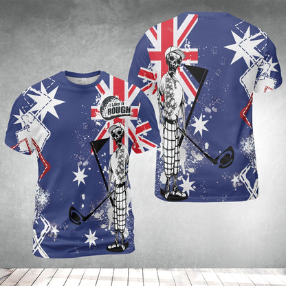 Golf Hoodie, Argyle Pattern Skeleton Golfing, Golf I Like It Rough Australian Flag Hoodie For Men - Best Gift For Golfers, Golf Lovers