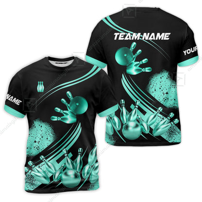 Custom Bowling Team Jerseys Polo Shirts, Bowling Uniforms Ball And Pins Ultimate Golden Multicolor Options Personalized Name And Team Name