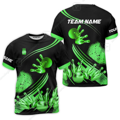 Custom Bowling Team Jerseys Polo Shirts, Bowling Uniforms Ball And Pins Ultimate Golden Multicolor Options Personalized Name And Team Name