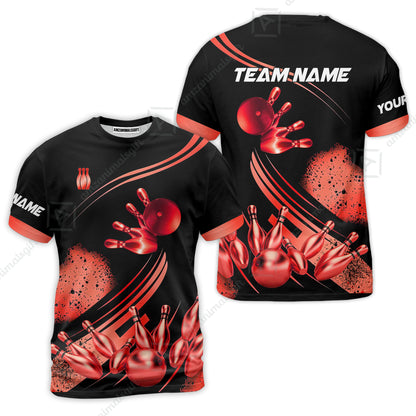 Custom Bowling Team Jerseys Polo Shirts, Bowling Uniforms Ball And Pins Ultimate Golden Multicolor Options Personalized Name And Team Name