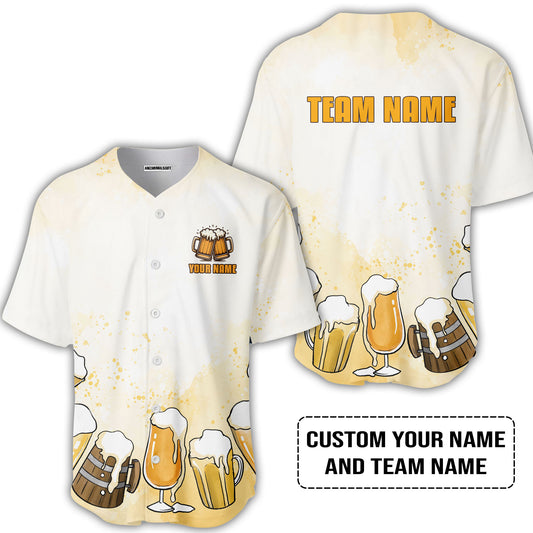 Custom Cream Beer Pattern Design Oktoberfest Beer Festival Performance Baseball Jersey