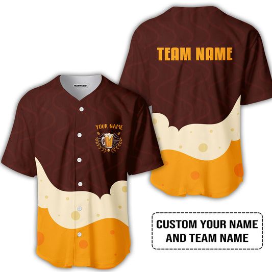 Custom Orange Brown Beer Pattern Design Oktoberfest Beer Festival Performance Baseball Jersey
