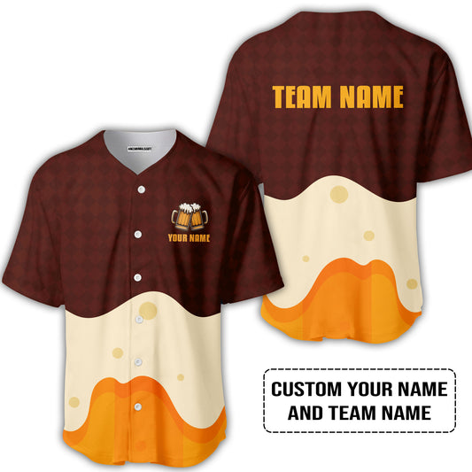 Custom Red Cream Beer Pattern Design Oktoberfest Beer Festival Performance Baseball Jersey