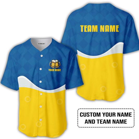 Custom Royal Blue Beer Pattern Design Oktoberfest Beer Festival Performance Baseball Jersey