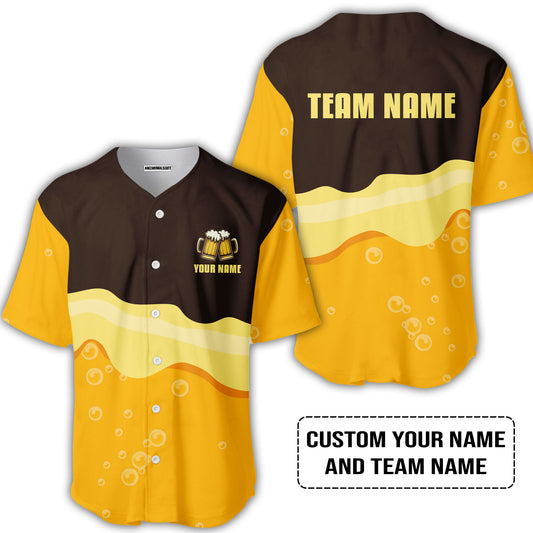 Custom Brown Orange Beer Pattern Design Oktoberfest Beer Festival Performance Baseball Jersey