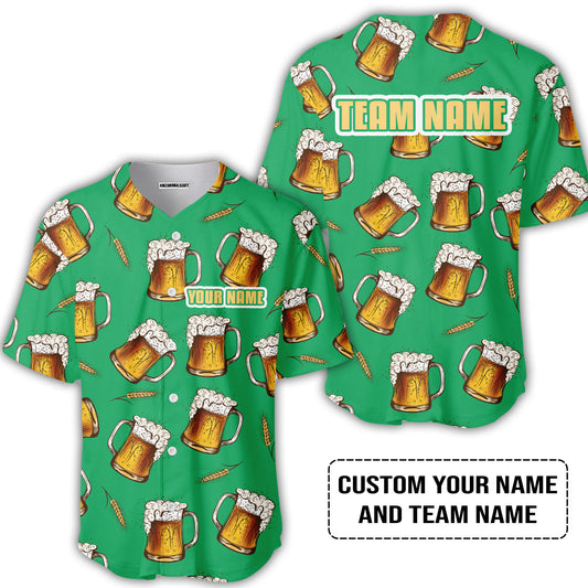 Custom Irish Green Beer Pattern Design Oktoberfest Beer Festival Performance Baseball Jersey