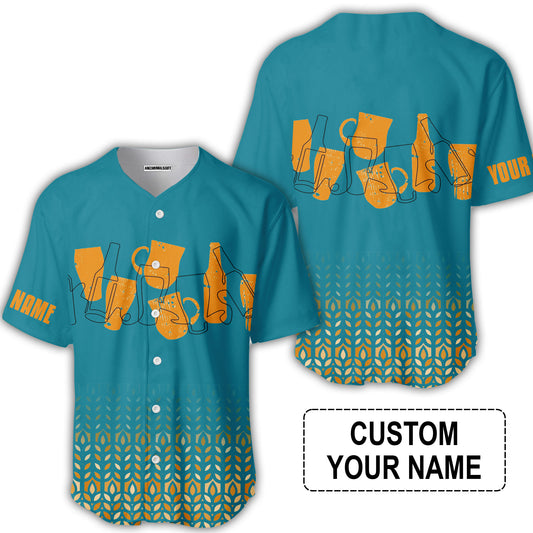 Custom Blue Orange Beer Pattern Design Oktoberfest Beer Festival Performance Baseball Jersey
