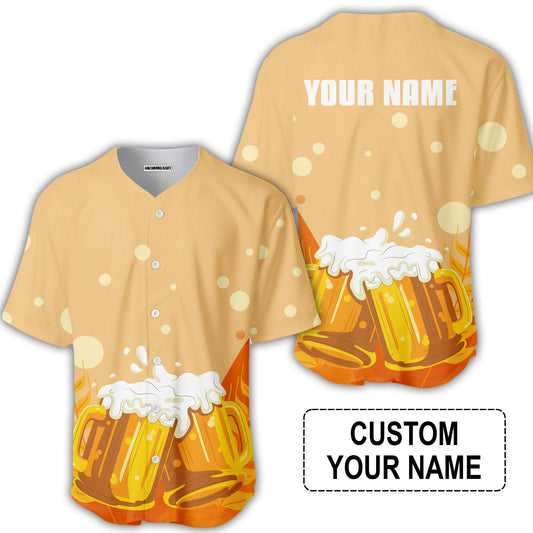 Custom Orange Beer Pattern Design Oktoberfest Beer Festival Performance Baseball Jersey