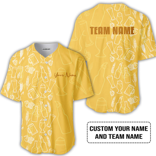 Custom Yellow Pattern Design Oktoberfest Beer Festival Performance Baseball Jersey