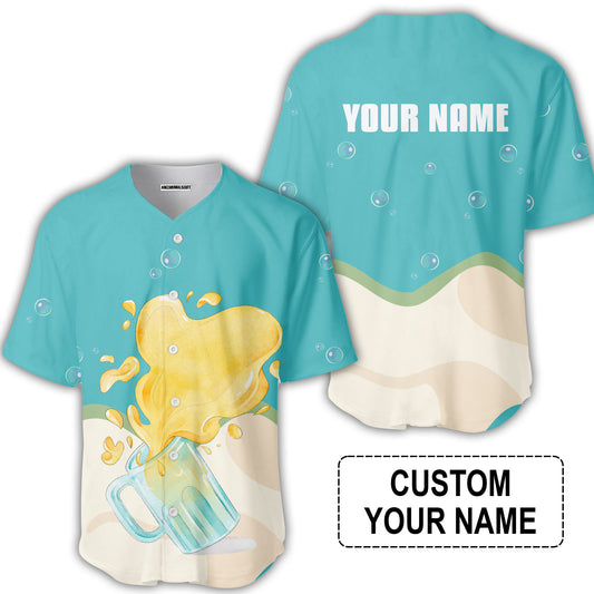 Custom Blue Cream Beer Pattern Design Oktoberfest Beer Festival Performance Baseball Jersey