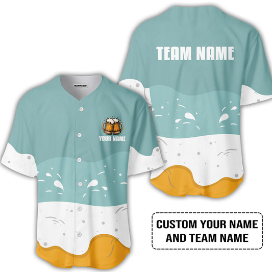 Custom Blue White Yellow Beer Pattern Design Oktoberfest Beer Festival Performance Baseball Jersey
