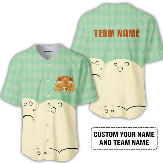 Custom Argyle Green Beer Pattern Design Oktoberfest Beer Festival Performance Baseball Jersey