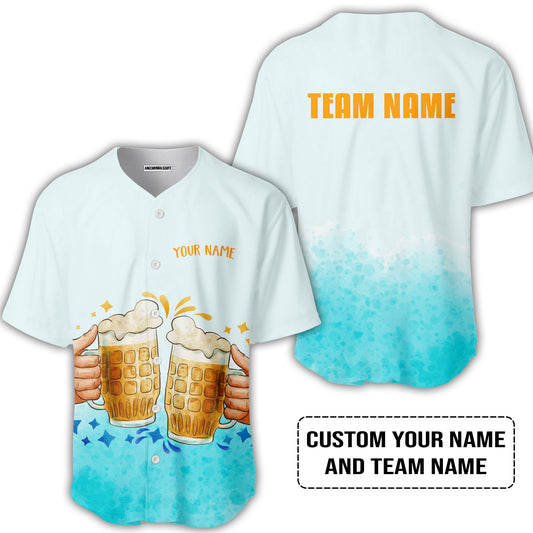 Custom Blue Gradient Beer Pattern Design Oktoberfest Beer Festival Performance Baseball Jersey