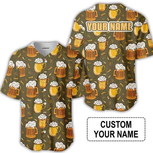 Custom Brown Pattern Beer Pattern Design Oktoberfest Beer Festival Performance Baseball Jersey