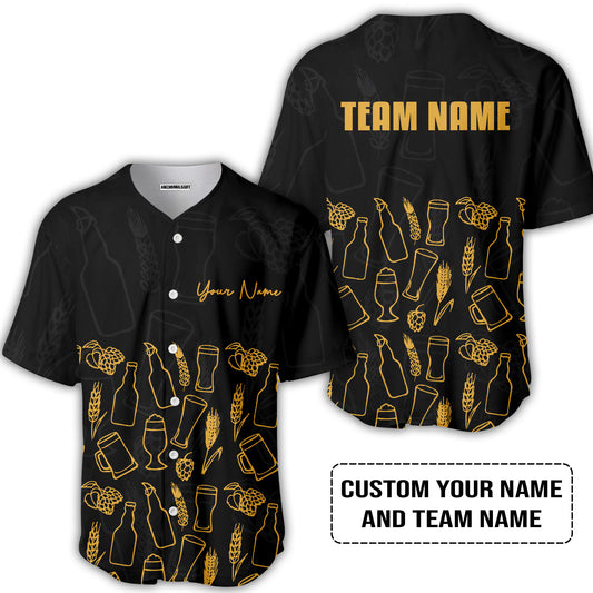 Custom Black Beer Pattern Design Oktoberfest Beer Festival Performance Baseball Jersey