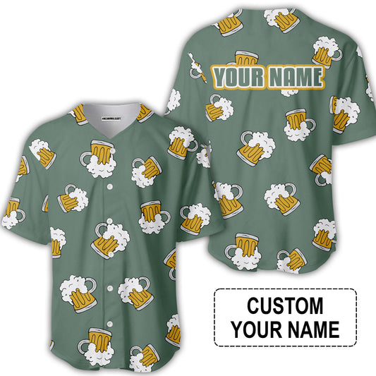 Custom Green Beer Pattern Design Oktoberfest Beer Festival Performance Baseball Jersey
