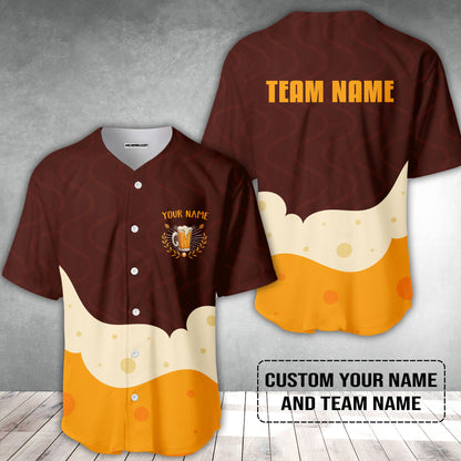 Custom Orange Brown Beer Pattern Design Oktoberfest Beer Festival Performance Baseball Jersey