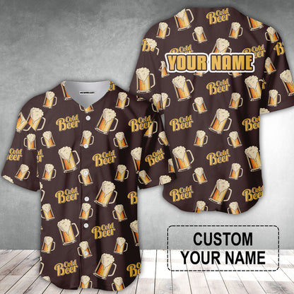 Custom Brown Cold Beer Pattern Design Oktoberfest Beer Festival Performance Baseball Jersey