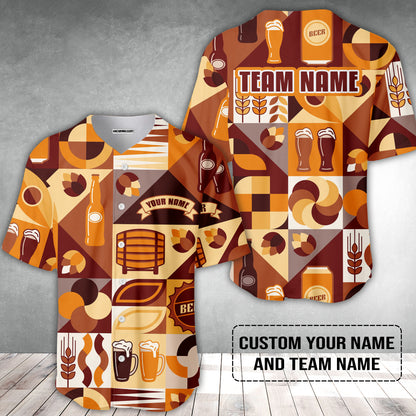 Custom Cream Brown Beer Pattern Design Oktoberfest Beer Festival Performance Baseball Jersey