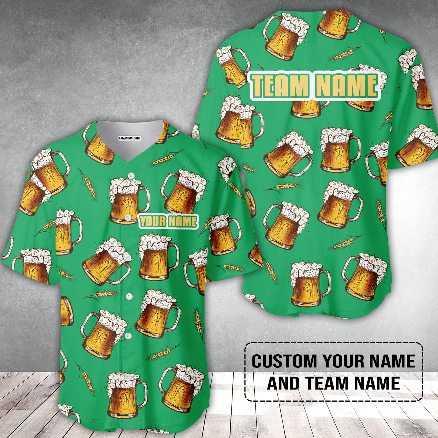 Custom Irish Green Beer Pattern Design Oktoberfest Beer Festival Performance Baseball Jersey