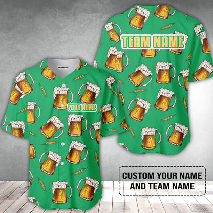 Custom Irish Green Beer Pattern Design Oktoberfest Beer Festival Performance Baseball Jersey