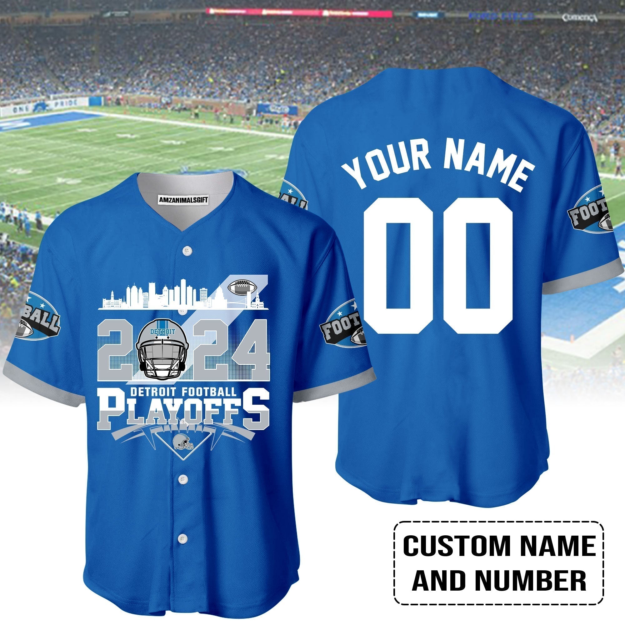 Detroit Football 2023-2024 Playoffs Custom Baseball jersey, Detroit Game Day Baseball jersey, Playoffs Shirts For Detroit Football Fans